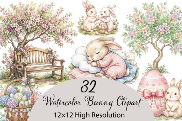 Download Watercolor Bunny Clipart - Watercolor bunny Collection