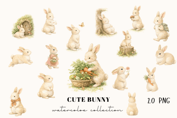 Download Cute Bunny Watercolor Clipart Collection - Collection Collection