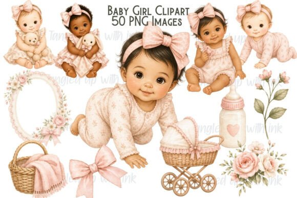 Download Baby Girl Clipart PNG Bundle - Baby girl clipart Collection