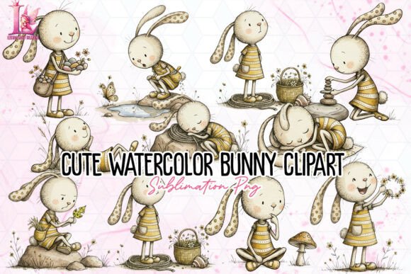 Download Cute Watercolor Bunny Clipart PNG - Watercolor bunny Collection