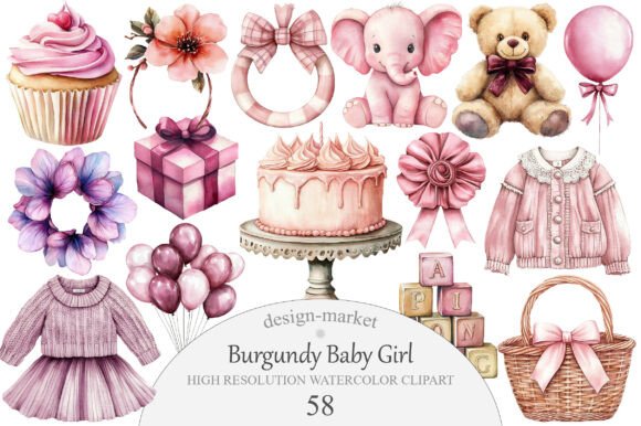 Download Burgundy Baby Girl Clipart - Baby girl clipart Collection